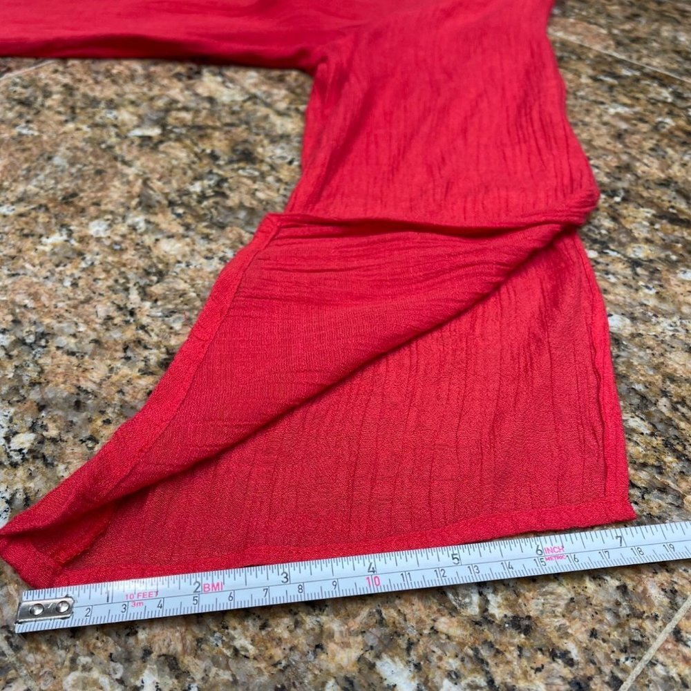 Counterparts Women Red Handkerchief Blouse Top 3/4 Sleeve Knit Lace Details Sz M - Picture 12 of 16